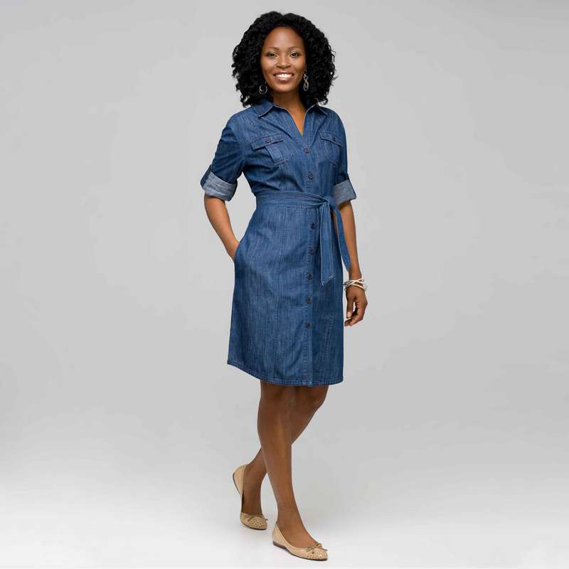 Belted Shirt Dress, Dark Stone, large image number 0